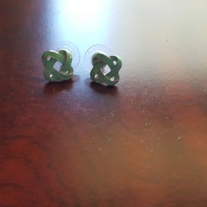 Seafoam green and Trimmed in gold earrings